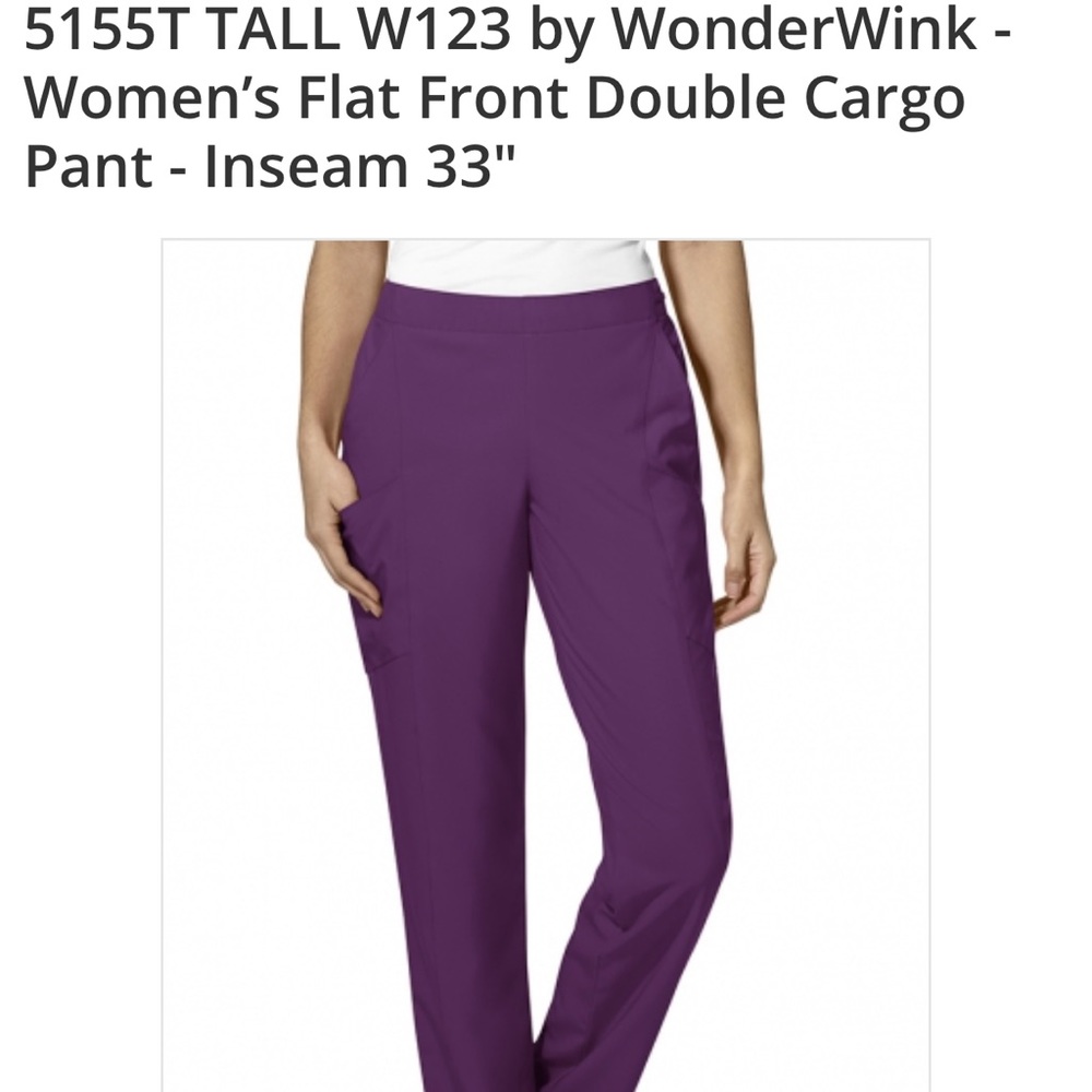 W123 Women's Flat Front Cargo Scrub Pant